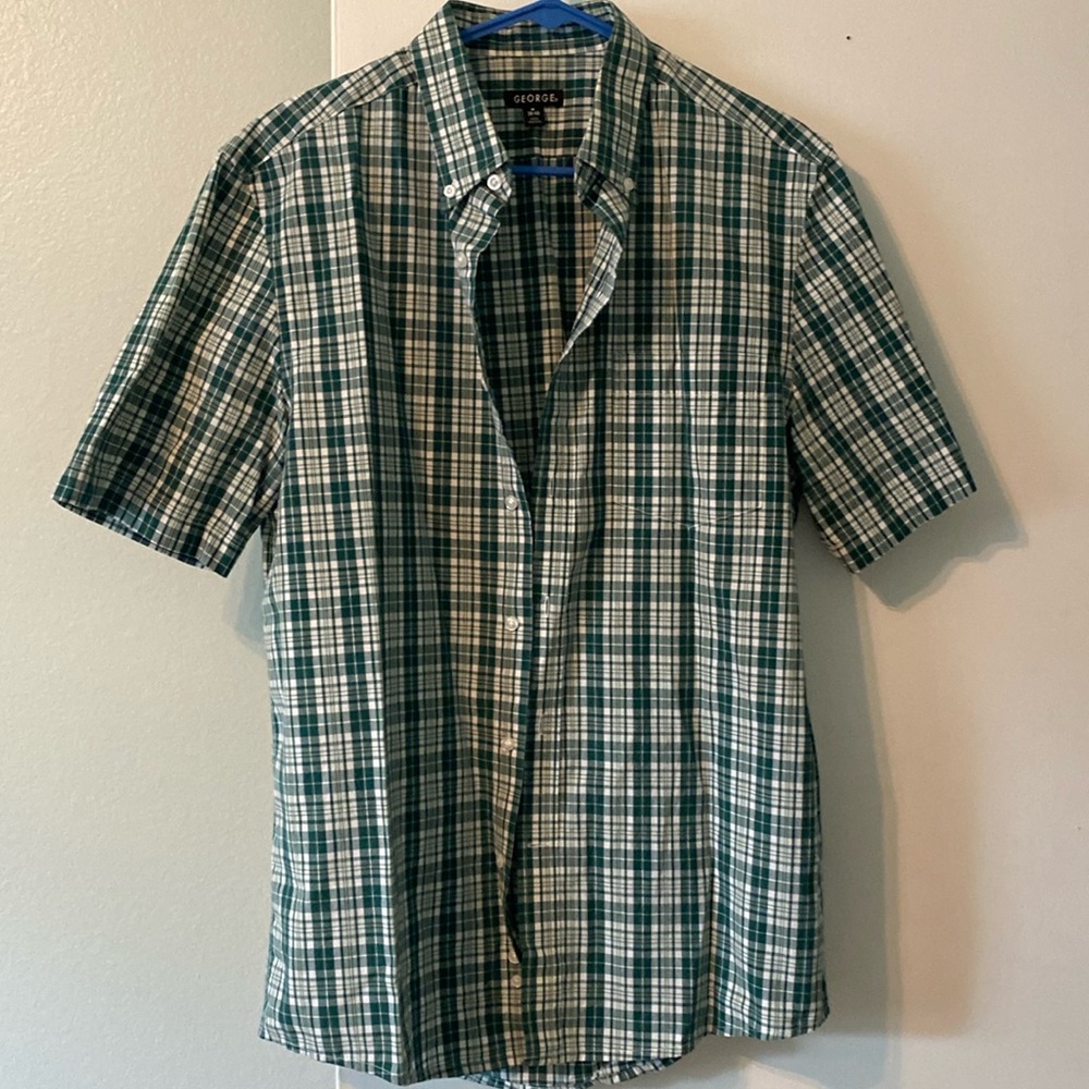 GEORGE Men’s short sleeve shirt. Sz M 38-40. Like new. Green/white - Picture 1 of 5